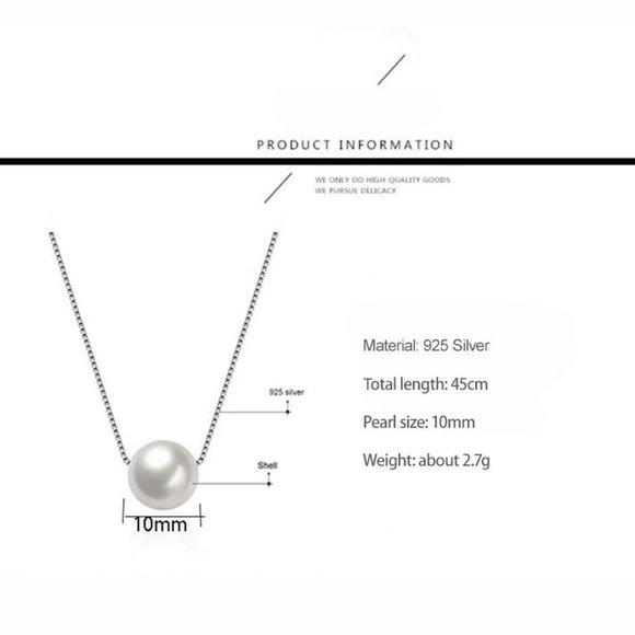 NEW 925 Sterling Silver Simple Pearl Necklace - Picture 8 of 8